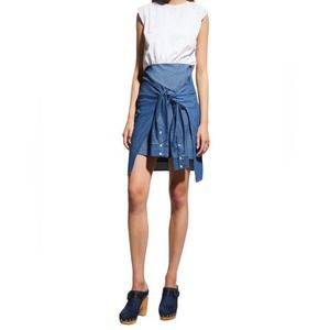 NWT Veronica Beard Jeans Clayton Jersey Self-Tie Shirt Waist Mini Dress Small